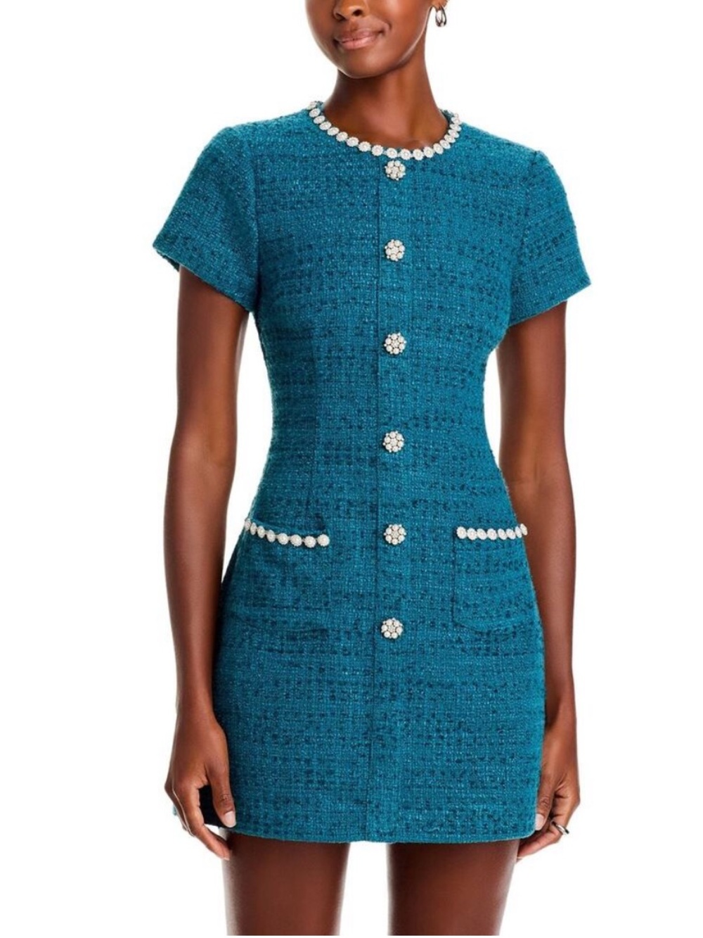New Likely Alani Tweed Mini Dress with Pearl Trim